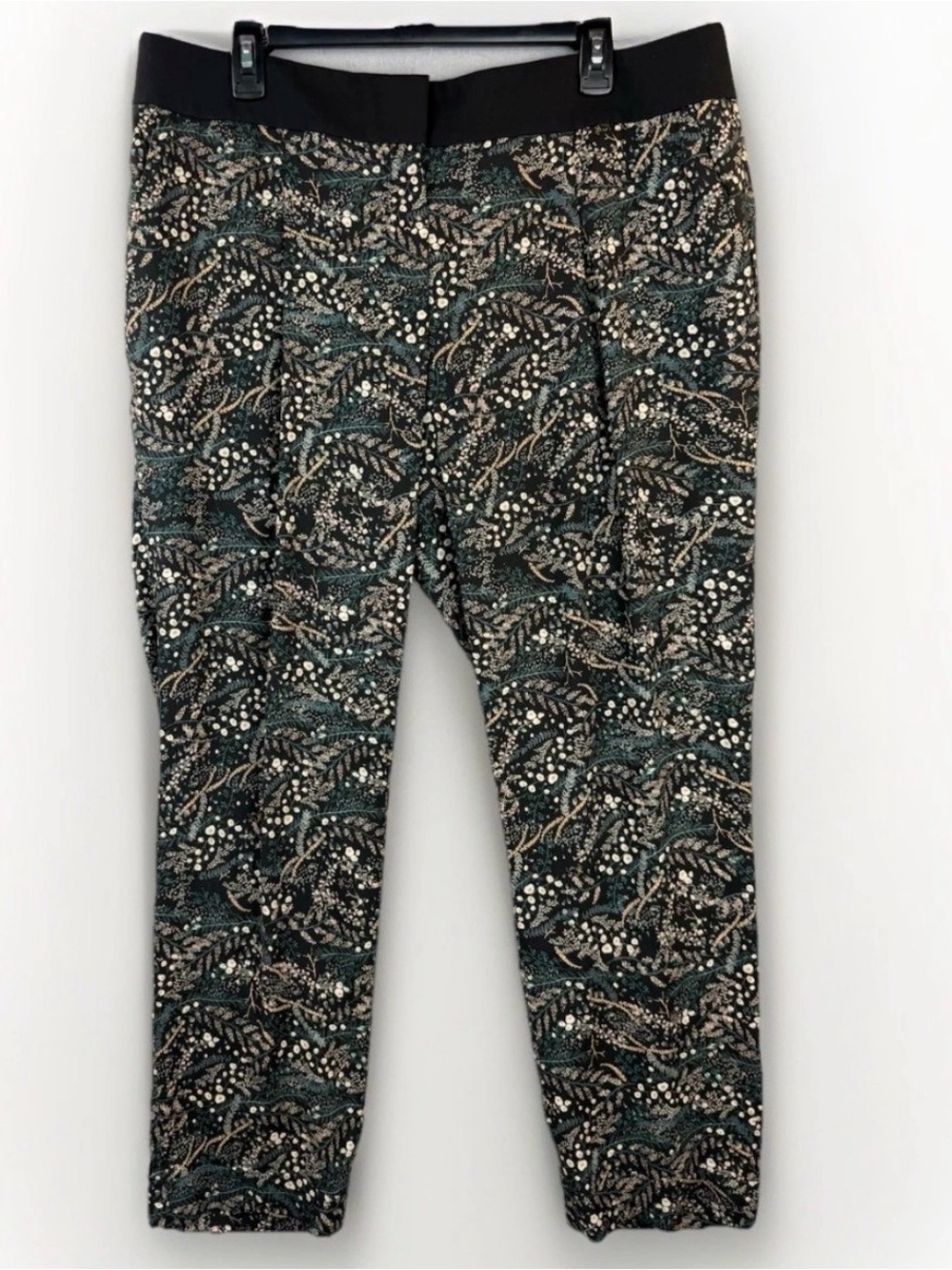Ann Taylor Loft Women's Pants Sz 14 Relaxed Black Green Floral